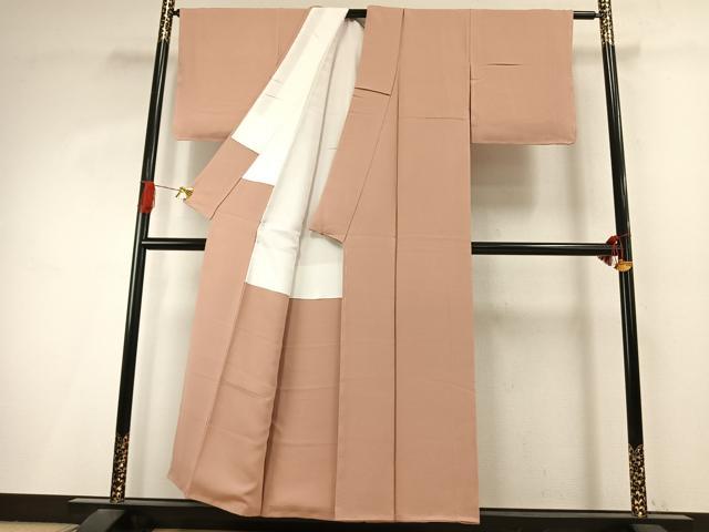 平和屋着物●上質な色無地 赤白橡色 正絹 逸品 未使用 AABI9249fy