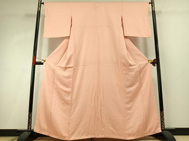 平和屋着物●上質な色無地 水柿色 正絹 逸品 未使用 AABI9252fy