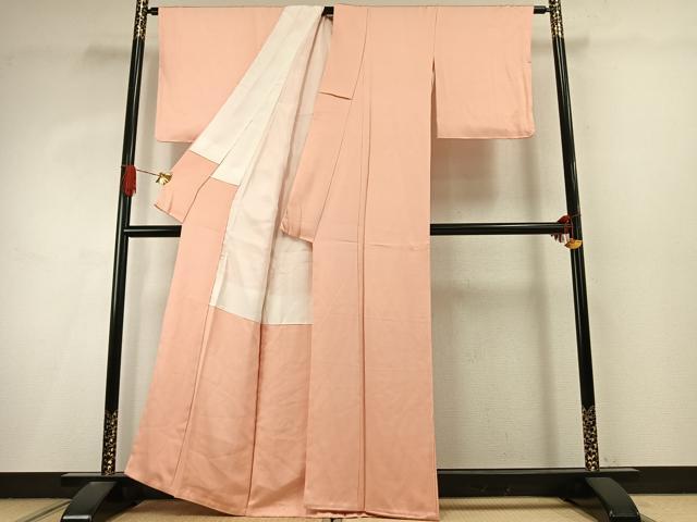 平和屋着物●上質な色無地 水柿色 正絹 逸品 未使用 AABI9252fy
