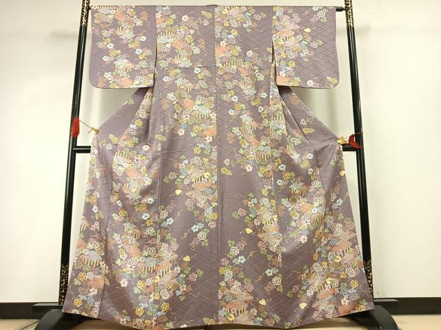 平和屋着物●上質な小紋 風景花唐草文 金彩 正絹 逸品 AABI9253fy
