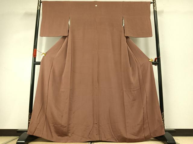 平和屋着物●上質な色無地 櫨色 正絹 逸品 AABI9254fy