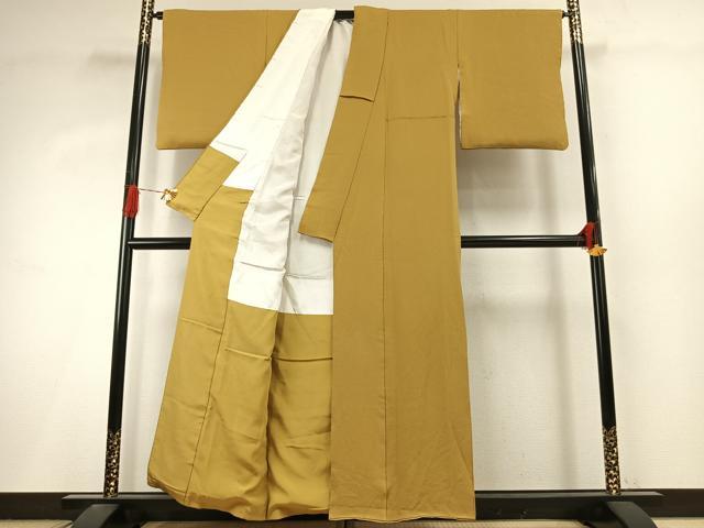 平和屋着物●上質な色無地 櫨染色 正絹 逸品 AABI9255fy