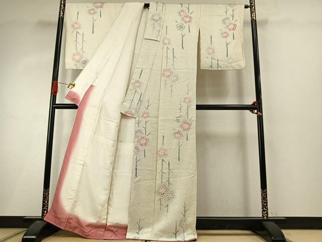 平和屋着物●上質な小紋 総絞り 枝花文 正絹 逸品 AABI9256fy