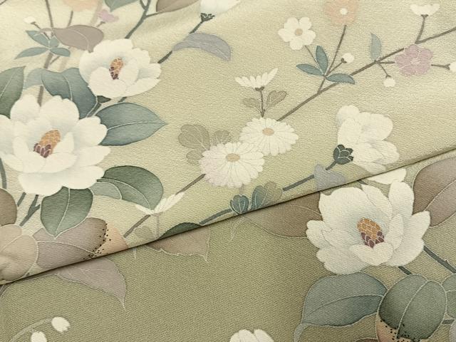 平和屋着物●訪問着 友禅 作家物 枝花文 暈し染め 三越扱い 正絹 逸品 AABI9258fy