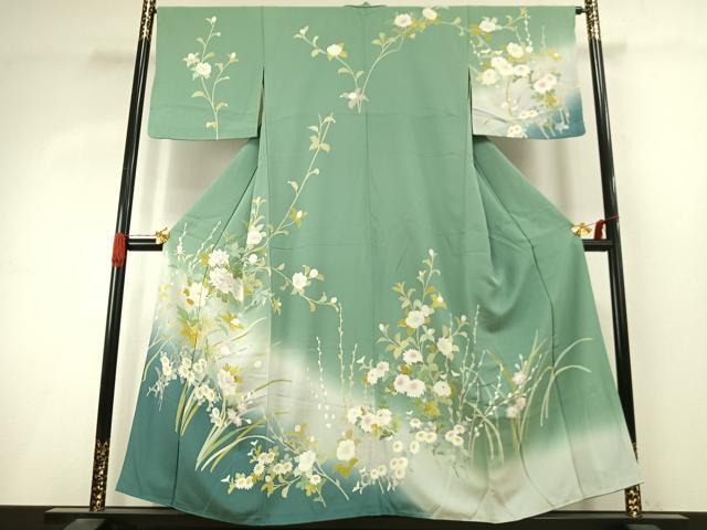平和屋着物●訪問着 友禅 草花文 暈し染め 正絹 逸品 AABI9259fy