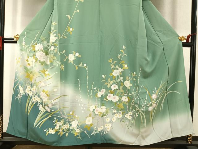 平和屋着物●訪問着 友禅 草花文 暈し染め 正絹 逸品 AABI9259fy