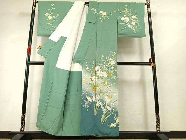 平和屋着物●訪問着 友禅 草花文 暈し染め 正絹 逸品 AABI9259fy