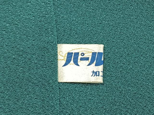 平和屋着物●上質な色無地 青緑色 丹後ちりめん 反端付き ロング丈 正絹 逸品 AABI9261fy
