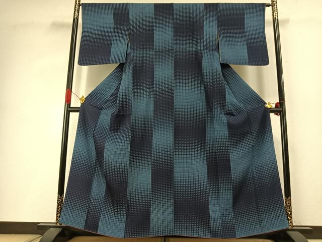 平和屋着物●上質な小紋 市松文様 正絹 逸品 AABI9264fy