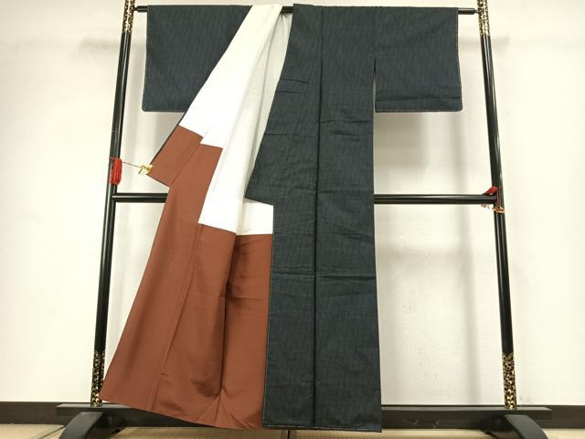 平和屋着物●本場大島紬 一元7マルキ 幾何学文様 正絹 逸品 未使用 AABI9265fy