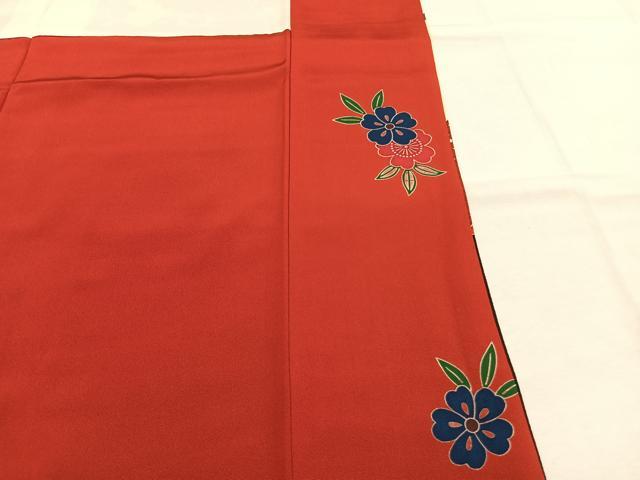 平和屋着物●豪華振袖 紅型 草花文 黒地 正絹 逸品 AABI9266fy