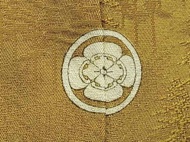 平和屋着物●上質な色無地 樹林地紋 芥子色 正絹 逸品 AABI9268fy