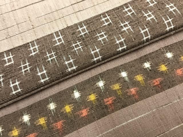 平和屋着物●上質な紬 横段文 小田急百貨店・健勝苑扱い 正絹 逸品 未使用 AABI9273fy