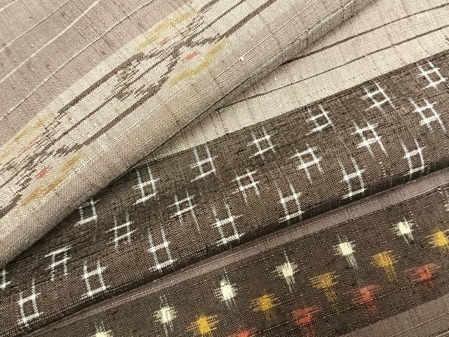 平和屋着物●上質な紬 横段文 小田急百貨店・健勝苑扱い 正絹 逸品 未使用 AABI9273fy