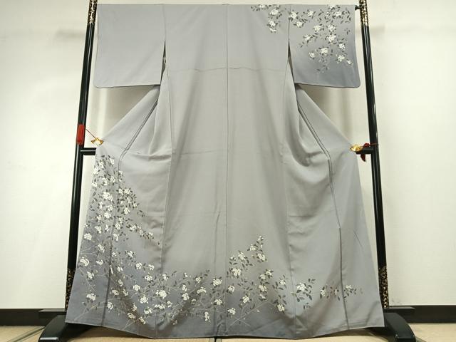平和屋着物●訪問着 友禅 枝花文 暈し染め 正絹 逸品 AABI9275fy