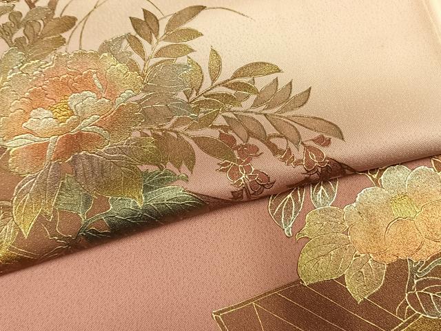 平和屋着物●金彩友禅 卓越技能者・名工・和田光正 訪問着 草花文 暈し染め 金銀彩 正絹 逸品 AABI9277fy