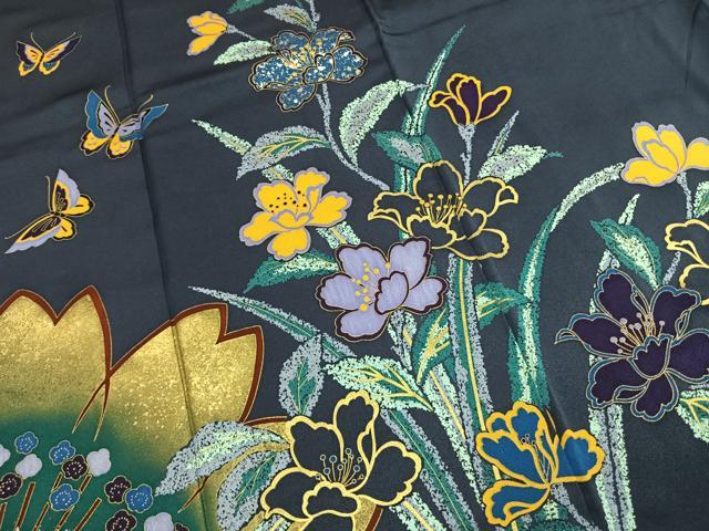 平和屋着物●豪華振袖 花蝶文 金銀彩 正絹 逸品 AABI9278fy