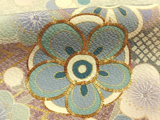 平和屋着物●訪問着 駒刺繍 草花文 金彩 正絹 逸品 AABI9282fy