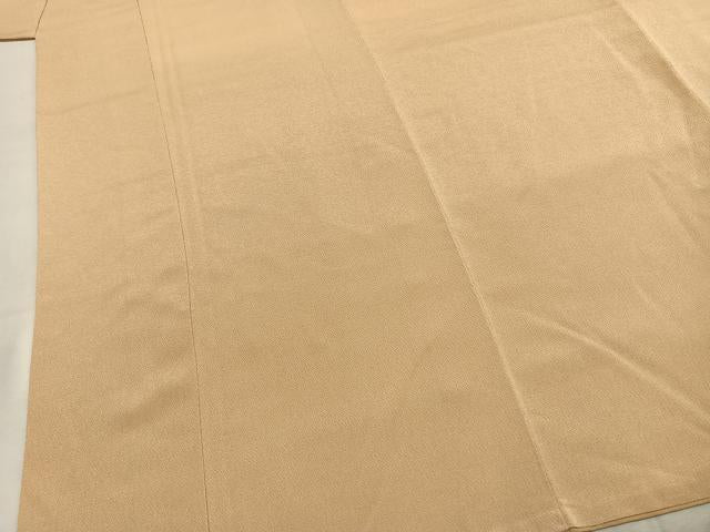 平和屋着物●上質な色無地 蜂蜜色 鬼しぼ縮緬 正絹 逸品 AABI9283fy