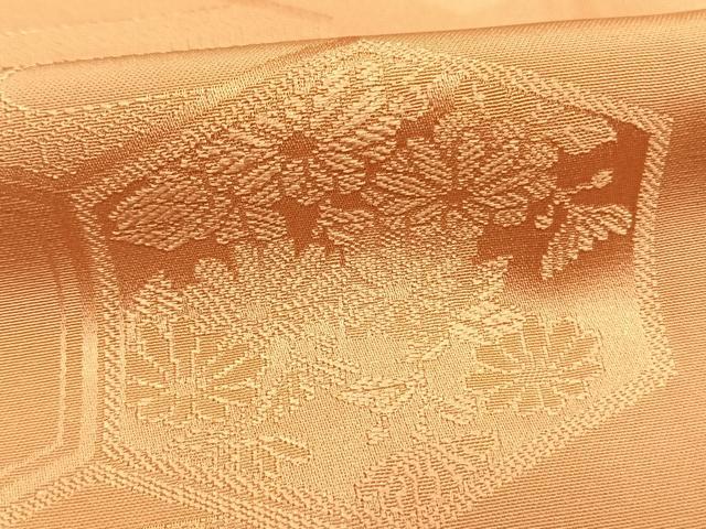 平和屋着物●上質な色無地 亀甲花地紋 深支子色 正絹 逸品 AABI9291fy