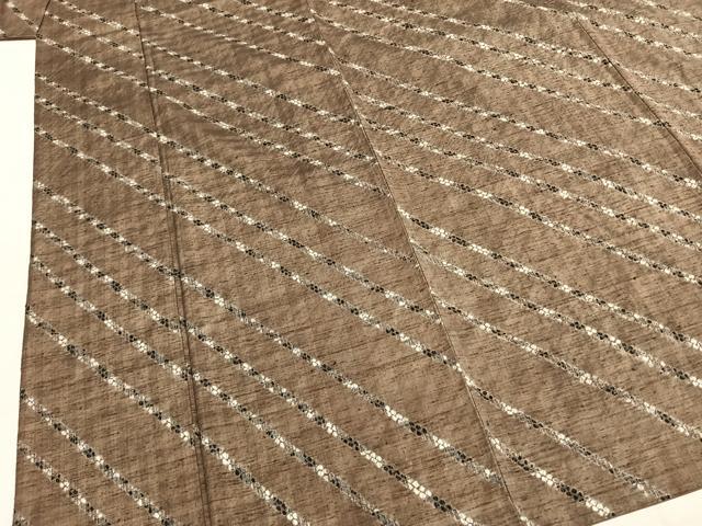 平和屋着物●上質な紬 絞り 斜縞 正絹 逸品 AABI9296fy