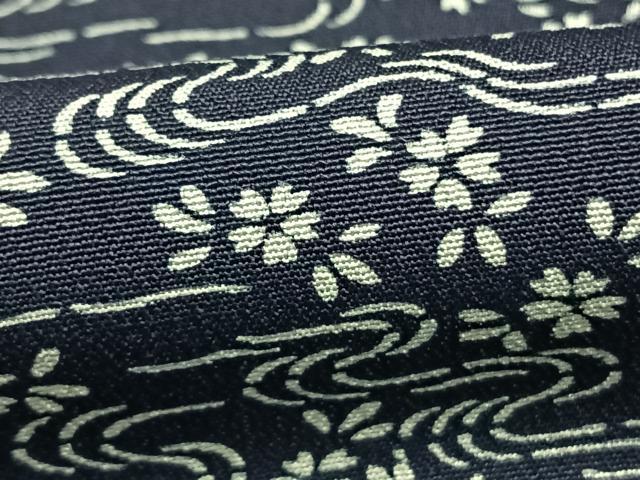 平和屋着物●上質な小紋 藍香房 本藍 横段花文 正絹 逸品 AABI9298fy