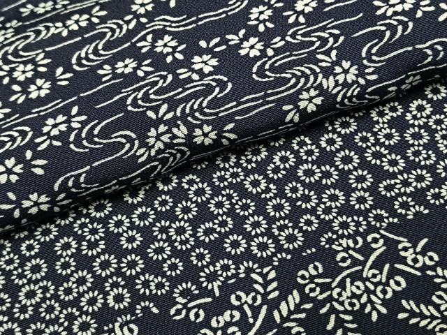 平和屋着物●上質な小紋 藍香房 本藍 横段花文 正絹 逸品 AABI9298fy