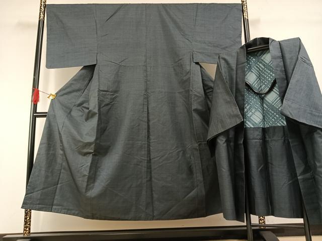 平和屋着物●男性 本場大島紬 アンサンブル 格子 正絹 逸品 AABI9301fy