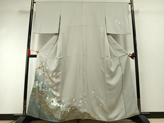 平和屋着物●訪問着 飛鶴枝梅文 暈し染め 金銀彩 正絹 逸品 AABI9310fy
