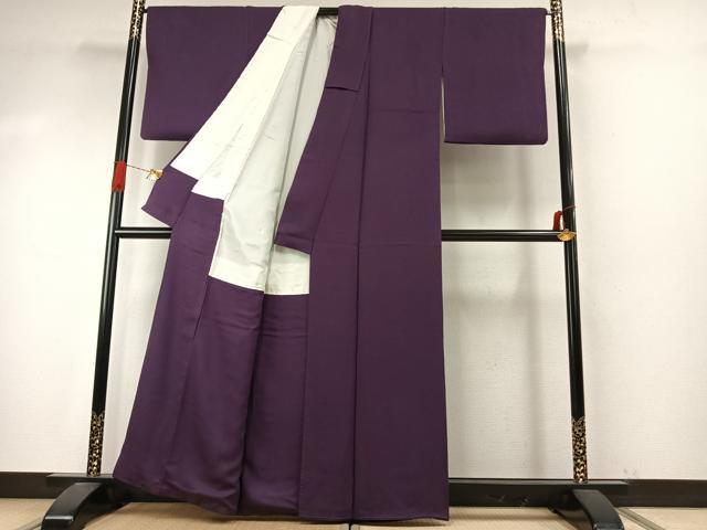 平和屋着物●上質な色無地 蒲葡色 正絹 逸品 AABI9315fy