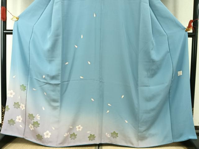平和屋着物●ろう彩工芸 奥村一心 訪問着 舞桜文 暈し染め 正絹 逸品 AABI9319fy
