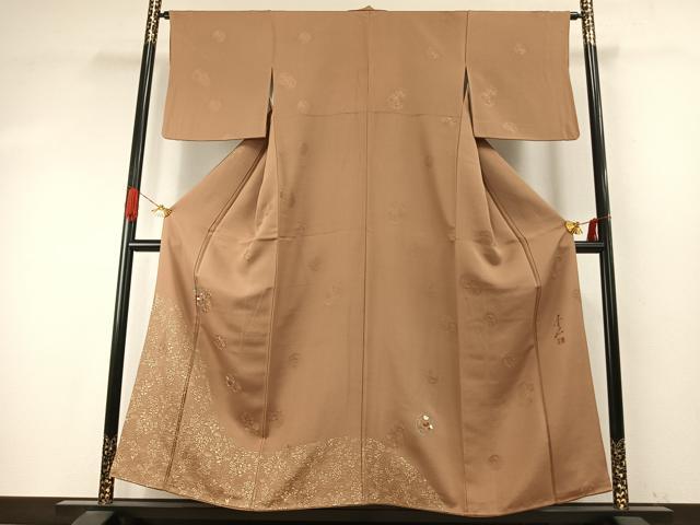 平和屋着物●友禅作家の巨匠 浅井青仁 訪問着 草花文 金彩 正絹 逸品 AABI9322fy