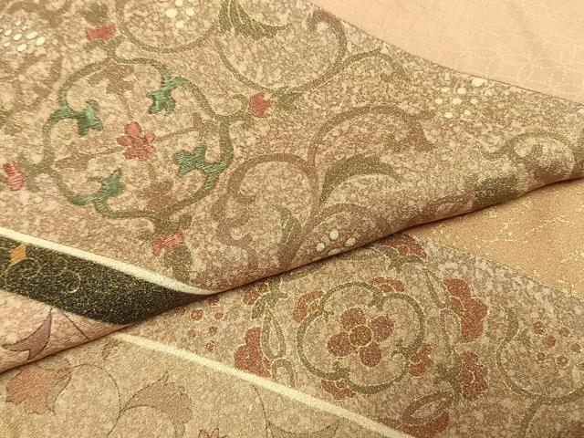 平和屋着物●訪問着 刺繍 花唐草文 金彩 正絹 逸品 AABI9327fy