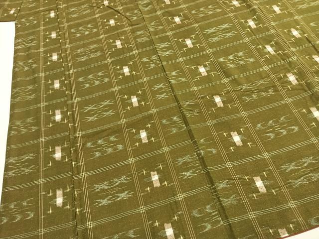 平和屋着物●上質な紬 琉球絣文様 正絹 逸品 AABI9328fy