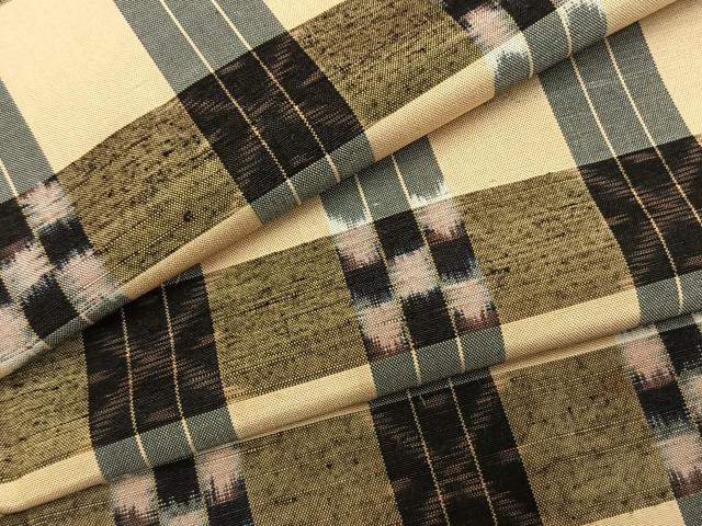 平和屋着物●上質な紬 格子 正絹 逸品 AABI9329fy