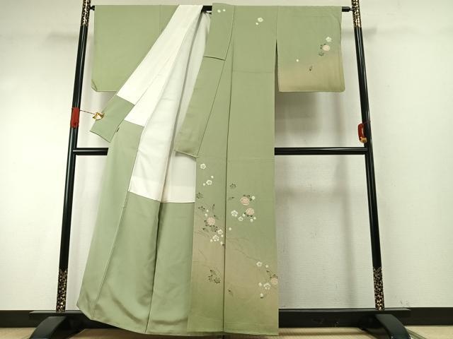 平和屋着物●十日町 名門 滝泰謹製 訪問着 絞り 草花文 暈し染め 金彩 ますいわ屋扱い 正絹 逸品 AABI9335fy