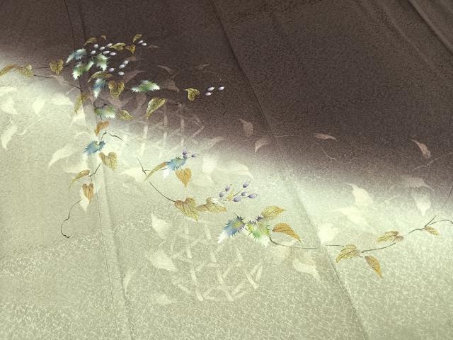 平和屋着物●和紙染染色作家・植村彩弘 訪問着 手描き 草花文 暈し染め 金彩 やまと誂製 正絹 逸品 未使用 AABI9340fy