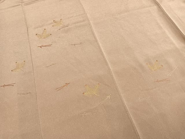 平和屋着物●訪問着 総刺繍 松葉文様 金糸 鬼しぼ縮緬 正絹 逸品 AABI9341fy