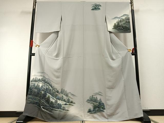 平和屋着物●訪問着 作家物 手描き 樹林文 暈し染め 正絹 逸品 未使用 AABI9347fy