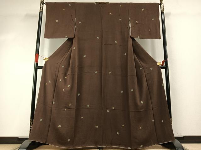 平和屋着物●上質な小紋 竹屋町刺繍 宝尽くし文様 金銀糸 鬼しぼ縮緬 正絹 逸品 AABI9348fy