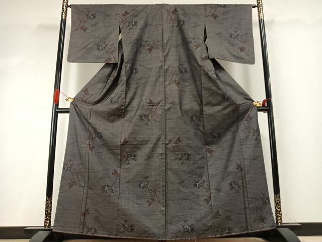 平和屋着物●本場大島紬 カタス9マルキ 草花文 正絹 逸品 未使用 AABI9350fy