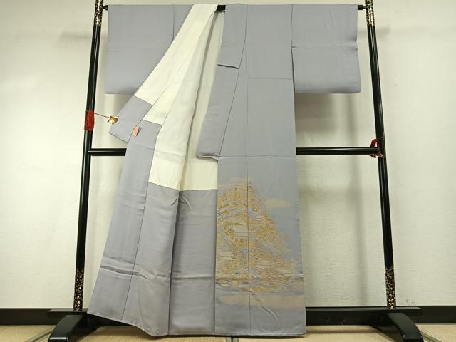 平和屋着物●豪華色留袖 寿光織 風景文 金糸 正絹 逸品 AABI9351fy