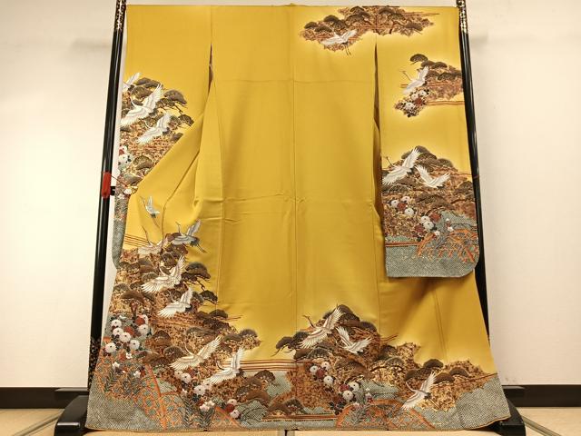 平和屋着物●豪華振袖 花鳥文 暈し染め 金彩 正絹 逸品 AABI9353fy