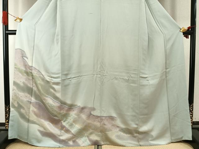 平和屋着物●訪問着 流水箔散らし文 暈し染め 金銀彩 正絹 逸品 AABI9355fy