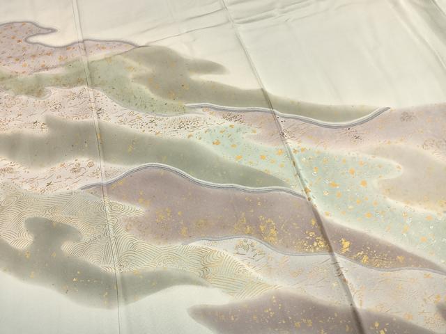 平和屋着物●訪問着 流水箔散らし文 暈し染め 金銀彩 正絹 逸品 AABI9355fy