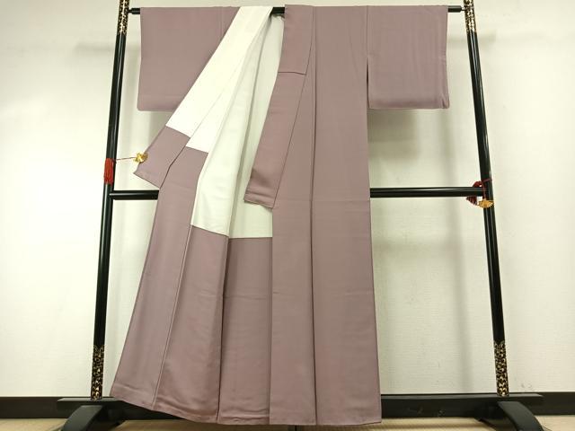 平和屋着物●上質な色無地 渦巻地紋 紅藤色 正絹 逸品 AABI9356fy