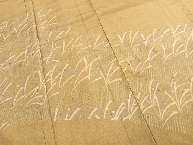 平和屋着物●訪問着 本場大島紬 刺繍 幾何学文様 正絹 逸品 未使用 AABI9360fy