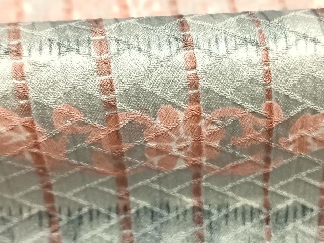 平和屋着物●上質な小紋 格子花文 正絹 逸品 AABI9361fy