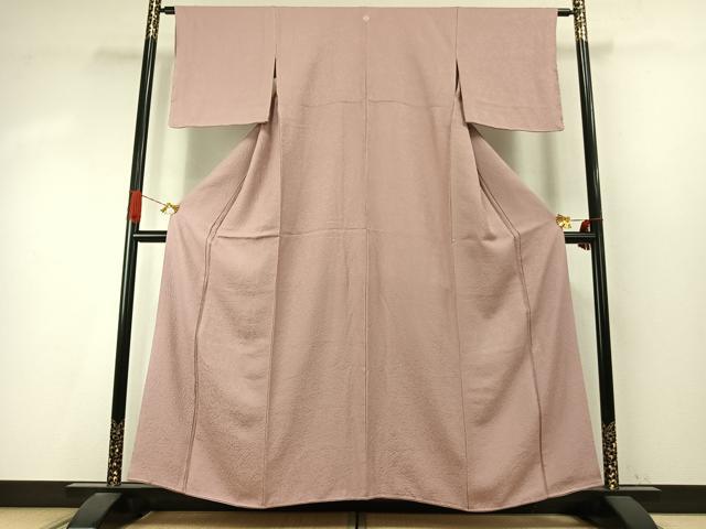平和屋着物●上質な色無地 紋意匠 薄柿色 正絹 逸品 未使用 AABI9367fy