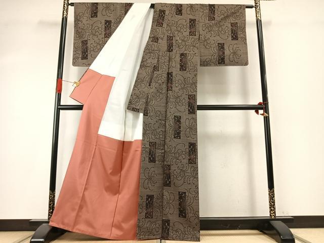 平和屋着物●本場大島紬 一元7マルキ 舞花文 正絹 逸品 未使用 AABI9371fy